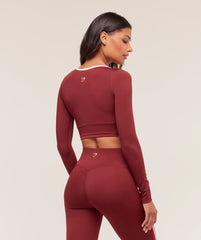Piping Long Sleeve Crop Top